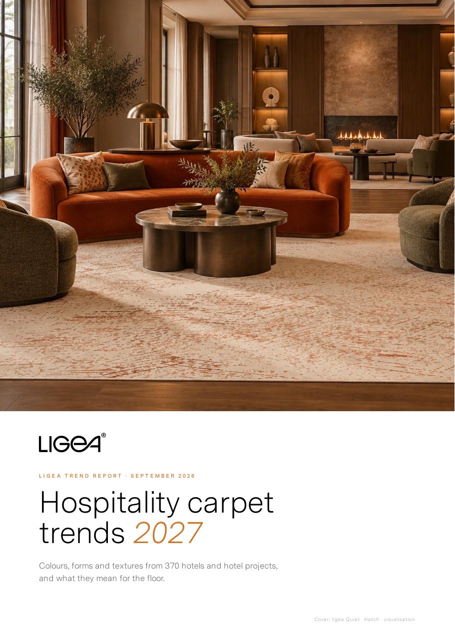 Cover of the ligea report Hospitality carpet trends 2027