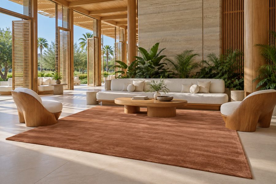 ligea visualisation of a lobby with a plain tip-sheared carpet in Rust