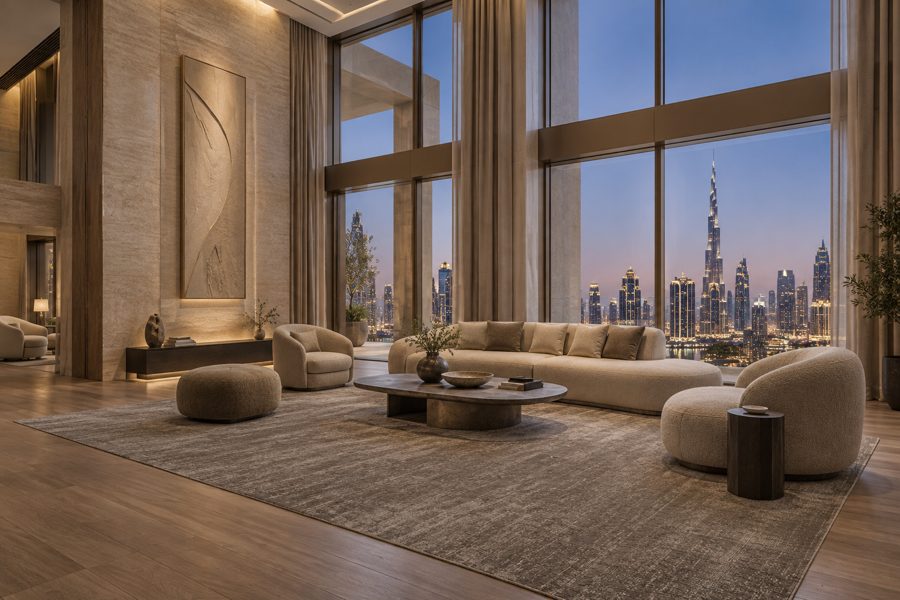 ligea visualisation of a lobby with a plain tip-sheared carpet in Taupe