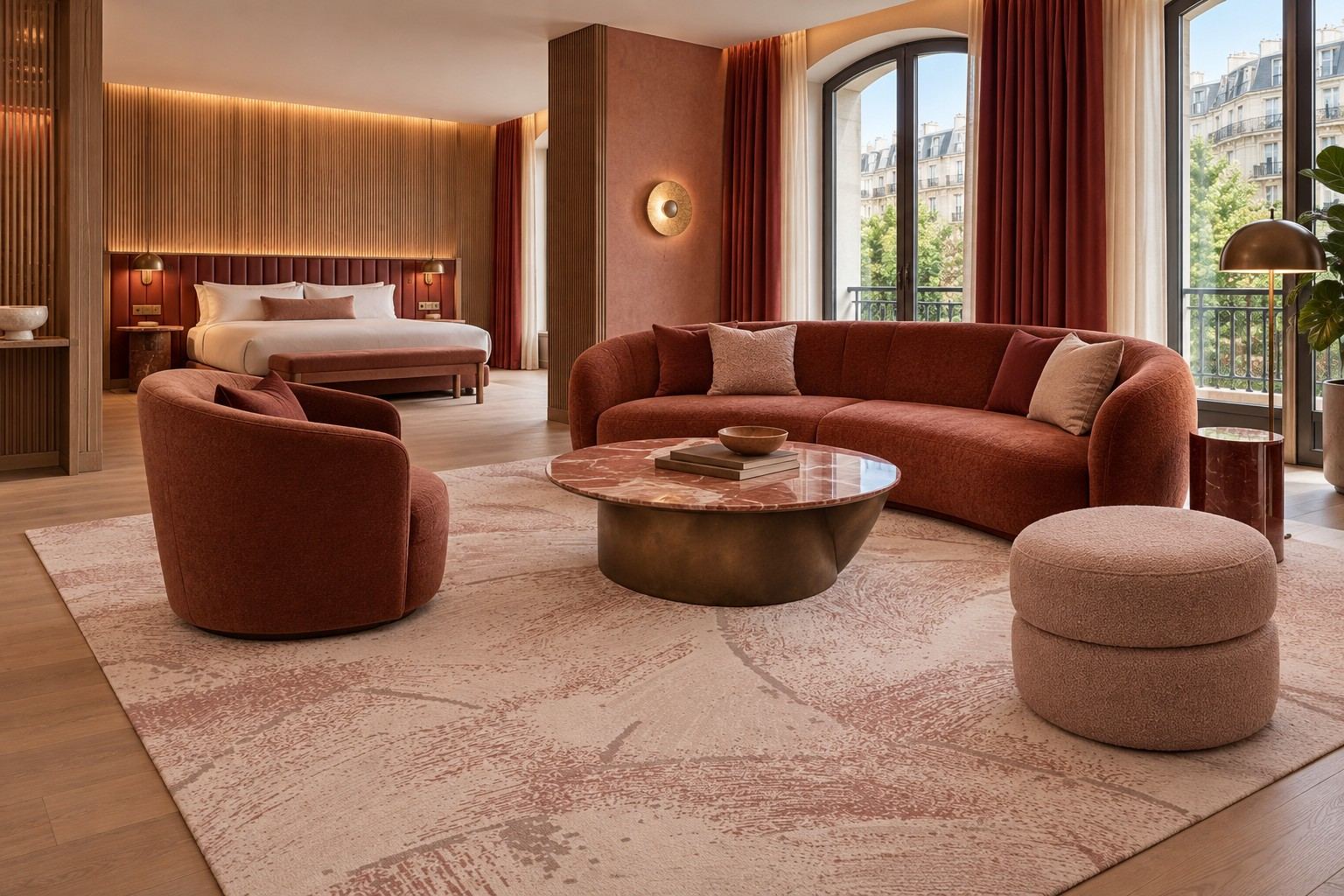 Plume rug by ligea, lounge visualisation