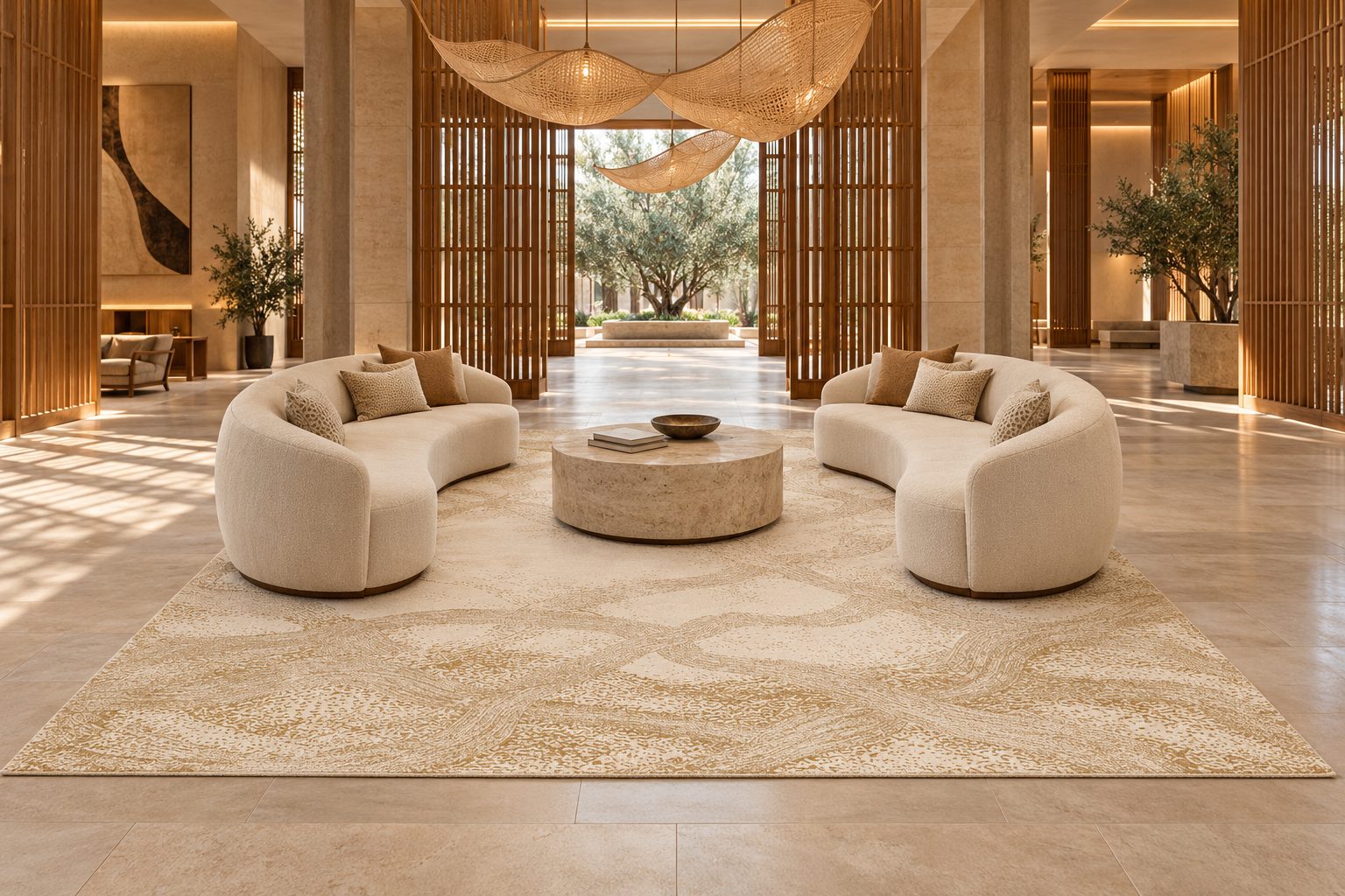 Moss rug by ligea in Curry, lobby visualisation