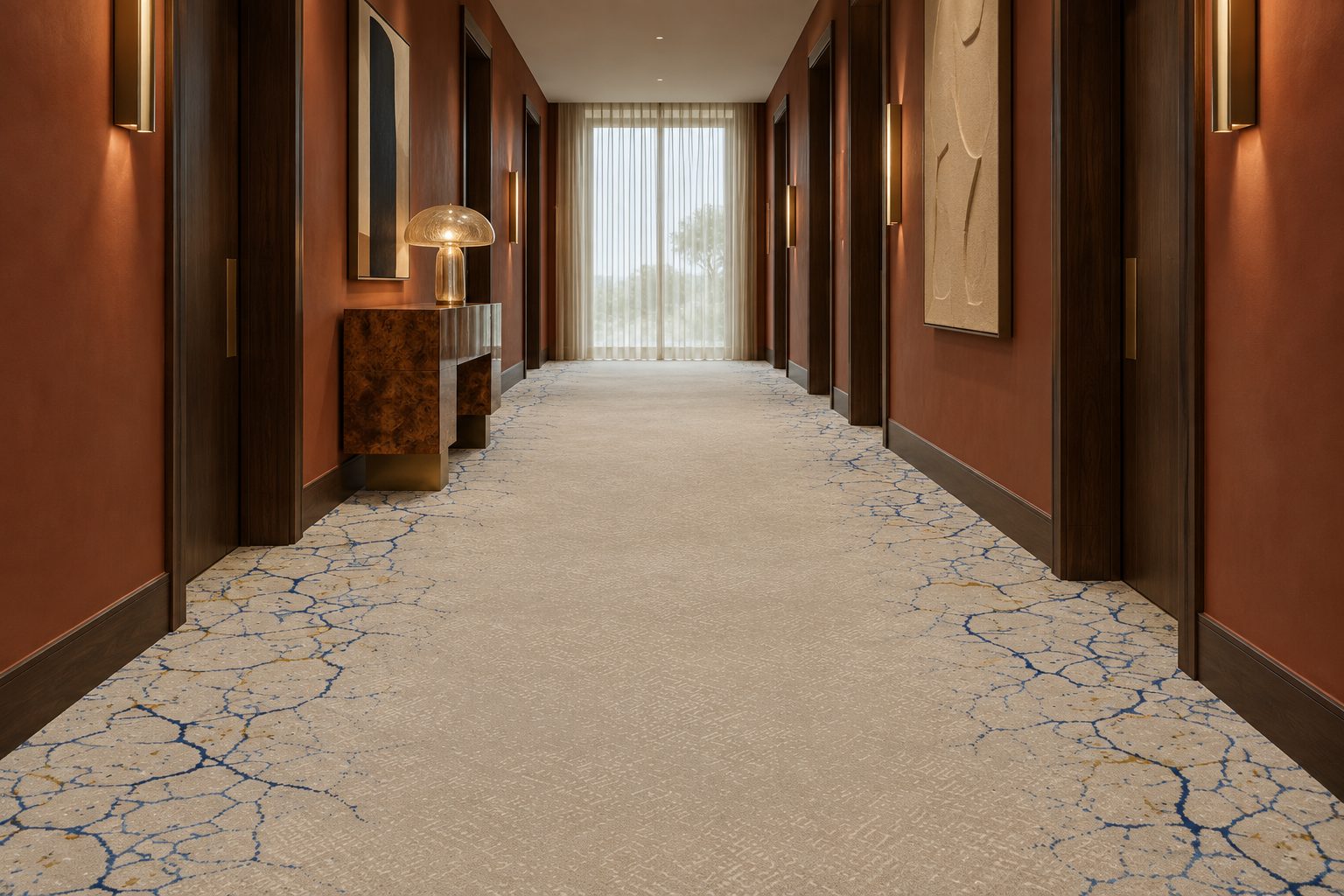 Craquelure rug by ligea, corridor visualisation